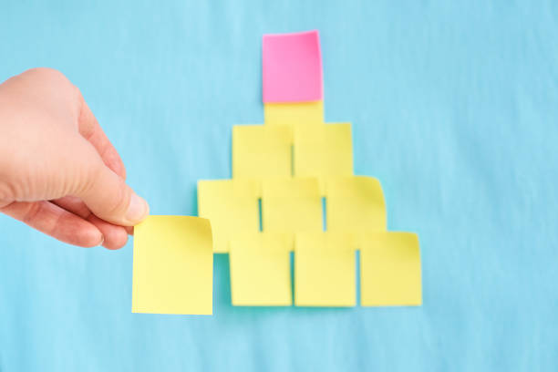 istock Blue background. Yellow stickers. Bright colors. Unusual tree 902375546