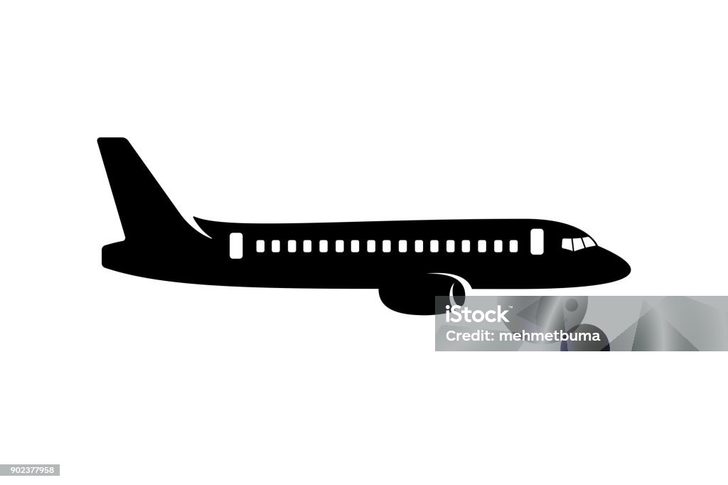 Silhouette de l’avion commercial - clipart vectoriel de Avion libre de droits