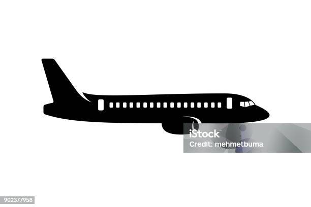 Silhouette De Lavion Commercial Vecteurs libres de droits et plus d'images vectorielles de Avion - Avion, Icône, Transport aérien