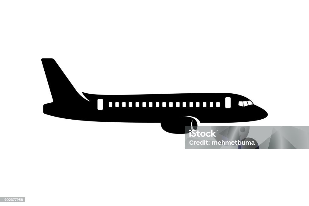 Aereo commerciale silhouette - arte vettoriale royalty-free di Aeroplano