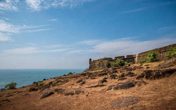 Chapora Fort Panoramic view of Chapora Fort, which is located in north Goa, rises high above the Chapora River, India chapora fort stock pictures, royalty-free photos & images