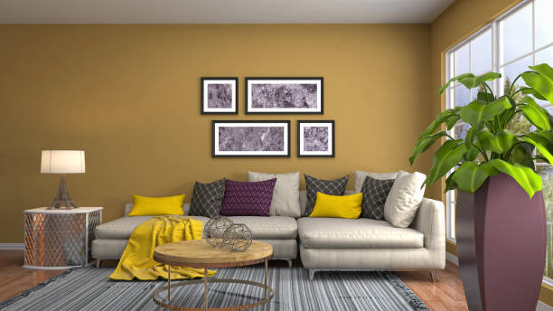 istock Interior living room. 3d illustration 902404386