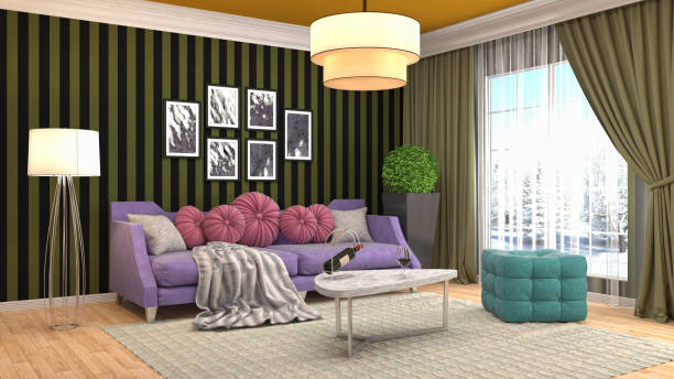 istock Interior living room. 3d illustration 902404412