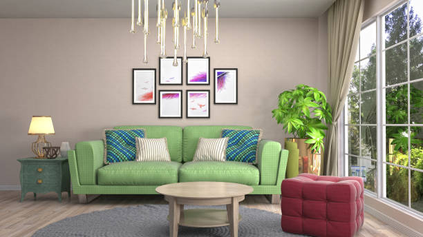 istock Interior living room. 3d illustration 902404422