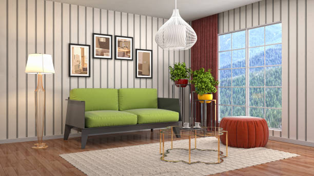 istock Interior living room. 3d illustration 902404484