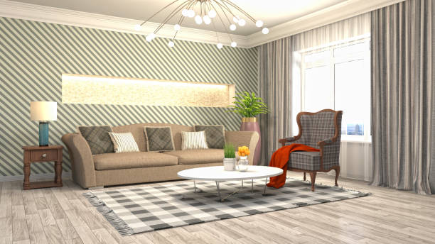istock Interior living room. 3d illustration 902404528