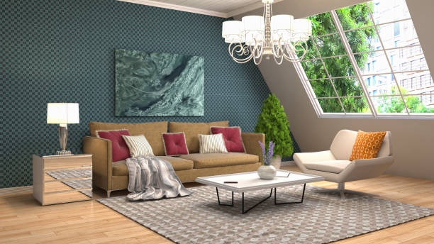 istock Interior living room. 3d illustration 902404558