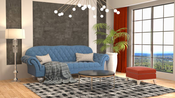 istock Interior living room. 3d illustration 902407106