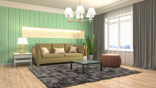 istock Interior living room. 3d illustration 902407242