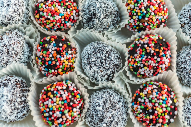 istock Chocolate ball with coconut and colorful topping 902408534