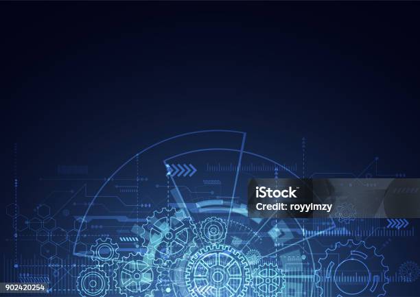 Abstract Technology Background Stock Illustration - Download Image Now - Blueprint, Technology, Engineering