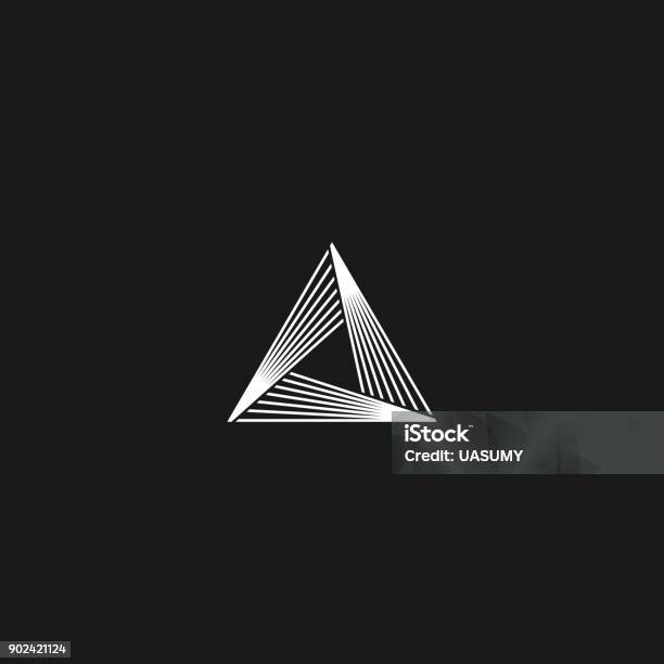 Lineare Unendlich Geometrische Pyramide Form Schwarz Weiß Überlappende Dünne Linien Hipster Monogramm Minimalstil Unendliche Dreieck Stock Vektor Art und mehr Bilder von Dreieck