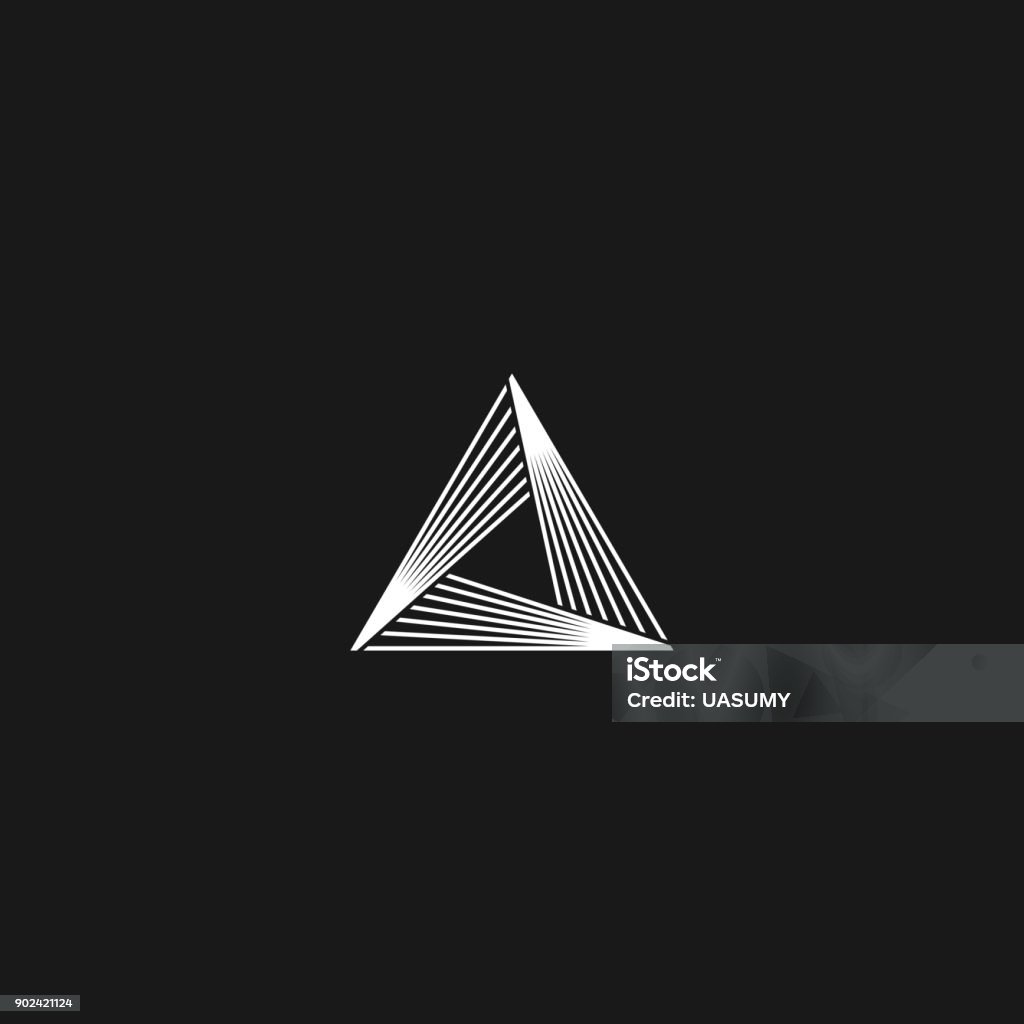 Infini linéaire géométrique pyramide forme, noir et blanc qui se chevauchent de fines lignes hipster monogram style minimal infini icône triangle - clipart vectoriel de Triangle - Forme bidimensionnelle libre de droits