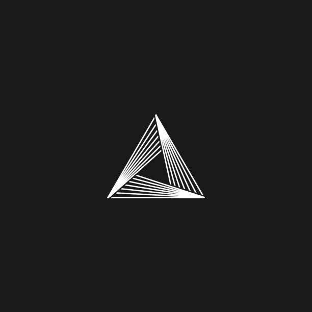 Triangle  linear infinity geometric pyramid shape, black and white overlapping thin lines hipster monogram minimal style infinite icon Triangle  linear infinity geometric pyramid shape, black and white overlapping thin lines hipster monogram minimal style infinite icon triangle shape stock illustrations