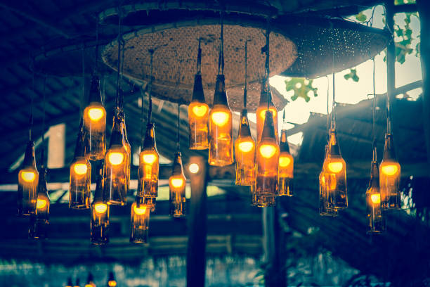 istock Close up vintage lamp hand made in dark tone. 902428466
