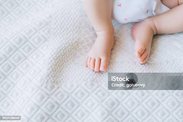Little Newborn Baby Feet On White Background Stock Photo - Download Image Now - Baby - Human Age, Backgrounds, Child
