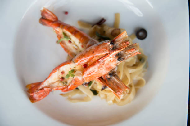 istock plate of spicy spaghetti with shrimps. 902437210
