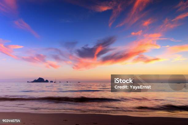 Beautiful Sunset Sky At Ao Nang Beach Krabi South Of Thailand Stock Photo - Download Image Now
