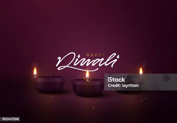 Celebrate Diwali Festival Of Lights Holiday Background Hindu Diwali Or Deepavali Stock Illustration - Download Image Now
