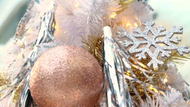 White Christmas tree in 4k footage