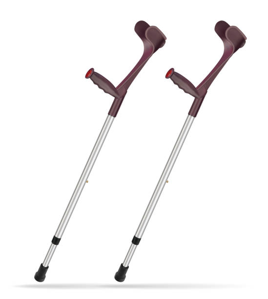 istock Elbow crutch. Metal telescopic crutch. Medicine and health. Objects on white background. Vector illustrations 902448718