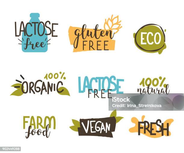 Insignes De Nourriture Vecteurs libres de droits et plus d'images vectorielles de Logo - Logo, Sans gluten, Information nutritionnelle