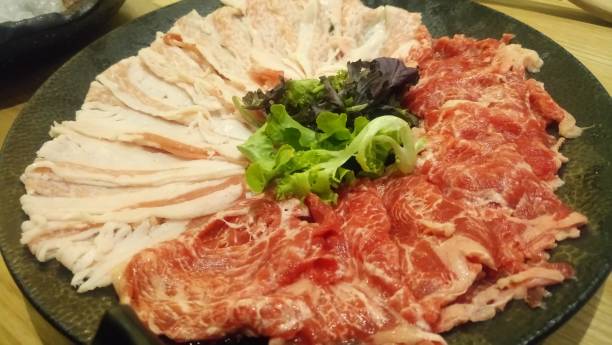 istock Sliced beef and pork for Shabu Shabu 902449728