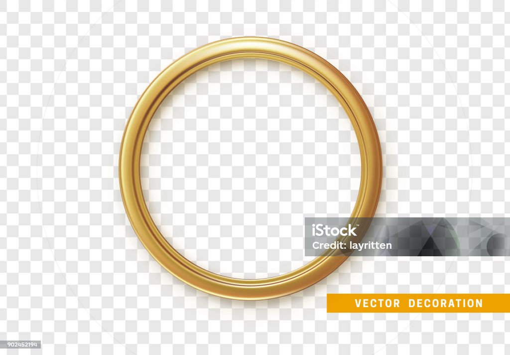 Golden round frame isolated on transparent background Golden round frame isolated on transparent background. Gold - Metal stock vector