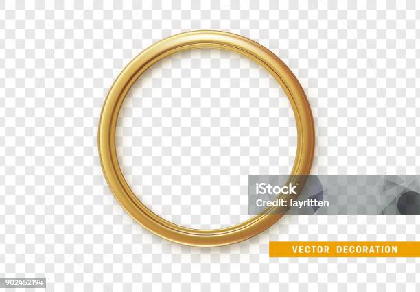 Golden Round Frame Isolated On Transparent Background Stock Illustration - Download Image Now