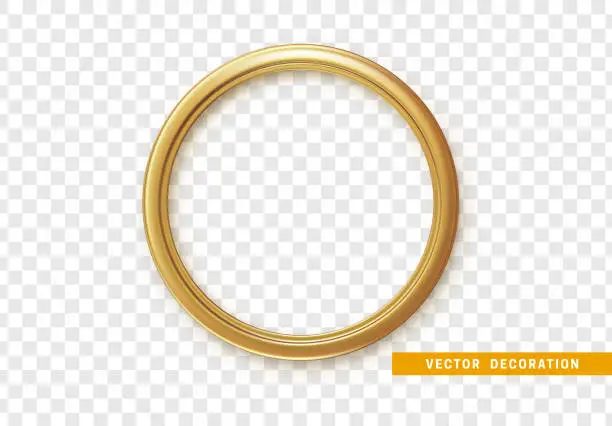 Vector illustration of Golden round frame isolated on transparent background