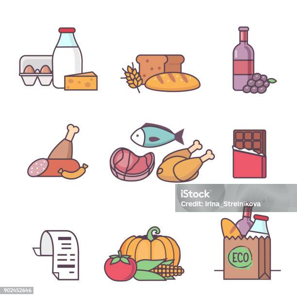 Grocery Stock Illustration - Download Image Now - Icon Symbol, Supermarket, Groceries