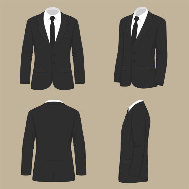 ilustrações de stock, clip art, desenhos animados e ícones de men fashion, suit uniform, back side view of jacket - wedding suit