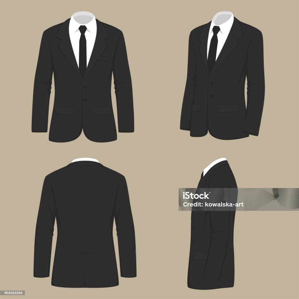 Men Fashion Suit Uniform Back Side View Of Jacket Stock Illustration -  Download Image Now - iStock