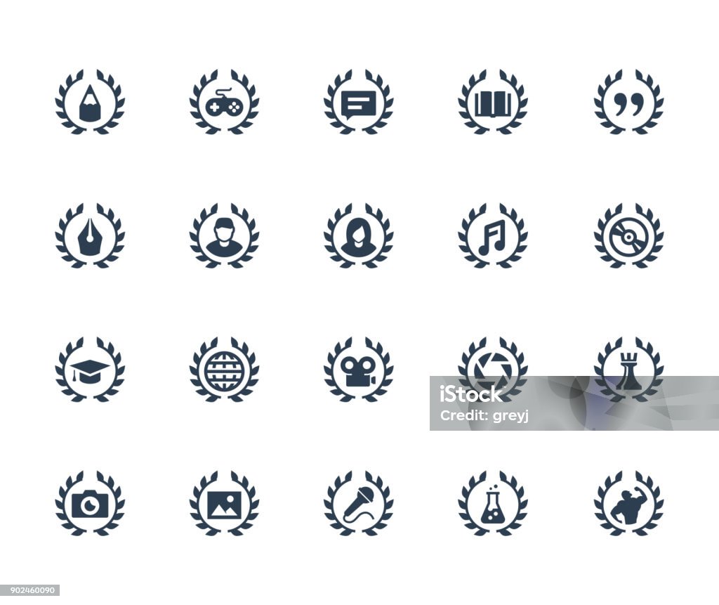 Achievements vector icon set Laurel Wreath stock vector