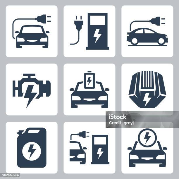 Electric Powered Car Vector Icon Illustration Stock Illustration - Download Image Now - Electrical Equipment, Car, Engine