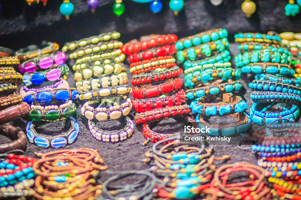 Colorful Bracelets Beads And Necklaces Souvenir For Sale On Street