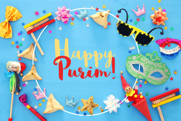 istock Purim celebration concept (jewish carnival holiday). Top view. 902460640