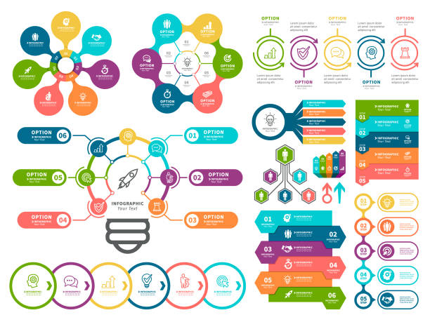 Business diagrams and Infographic Elements. Vector illustration of the business infographic elements  and timeline element. number of people stock illustrations