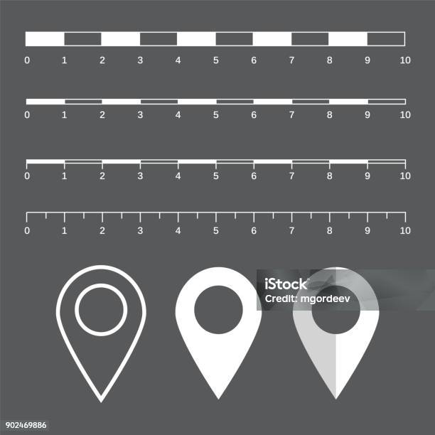 Blank Map. Distance Ruler Vector Map Map Scales Graphics For Measuring Distances Scale Measure Map Vector ...