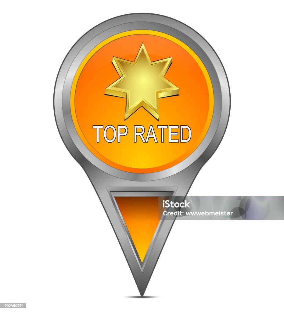 Map pointer with Top Rated - 3D illustration orange map pointer with top rated - 3D illustration Advertisement Stock Photo