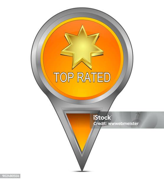 Map Pointer With Top Rated 3d Illustration Stock Photo - Download Image Now - Advertisement, Advice, Agreement