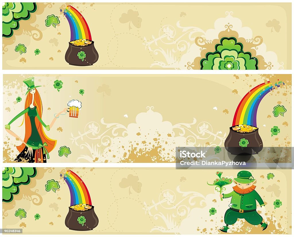 St Patrick dia conjunto de banners - Royalty-free Adulto Ilustração de stock