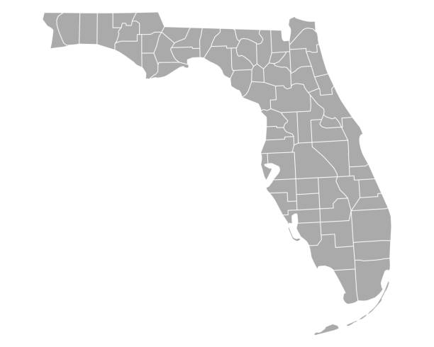 illustrazioni stock, clip art, cartoni animati e icone di tendenza di mappa della florida - county