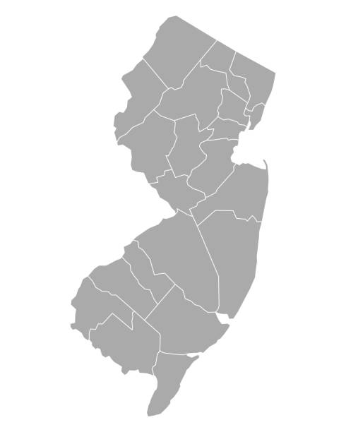 illustrazioni stock, clip art, cartoni animati e icone di tendenza di mappa del new jersey - county