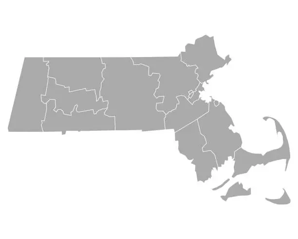 Vector illustration of Map of Massachusetts