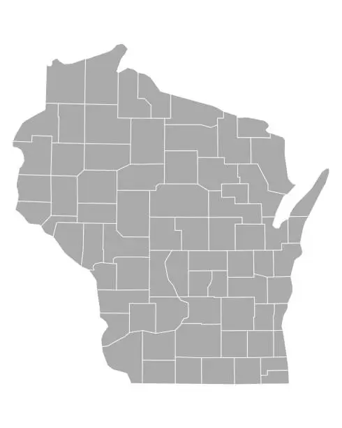 Vector illustration of Map of Wisconsin