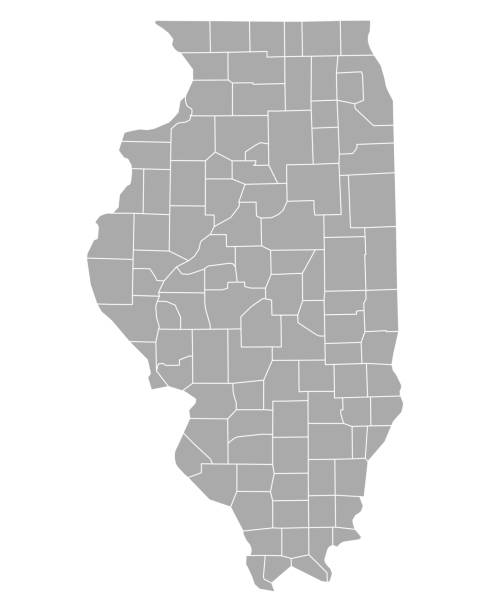 illinois térképe - illinois témájú stock illusztrációk