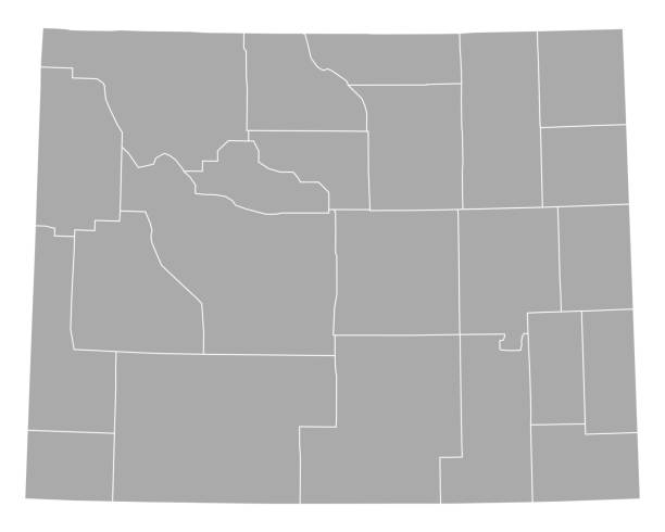 ilustrações de stock, clip art, desenhos animados e ícones de map of wyoming - wyoming map county counties