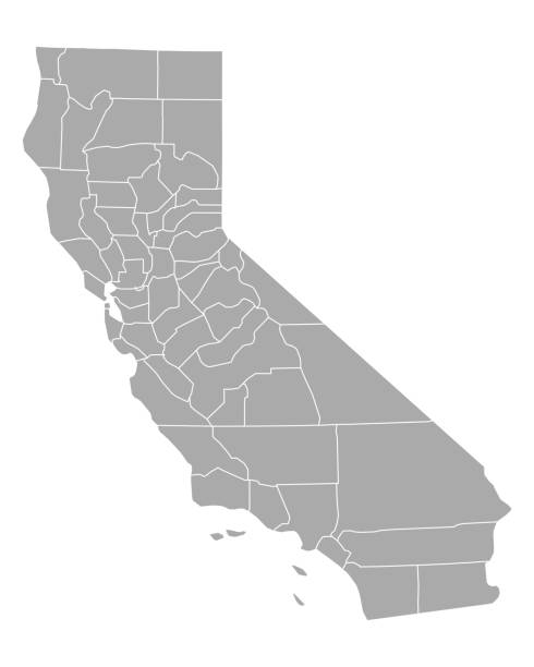 karte von kalifornien - california map counties county stock-grafiken, -clipart, -cartoons und -symbole