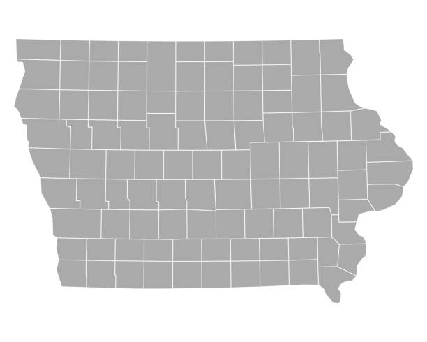 ilustraciones, imágenes clip art, dibujos animados e iconos de stock de mapa de iowa - iowa map